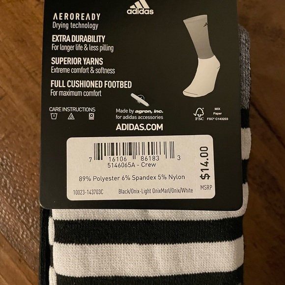 3 Pair Adidas Men Crew Socks - Picture 4 of 5